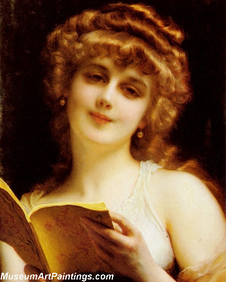 A Blonde Beauty Holding a Book by Adolphe Piot