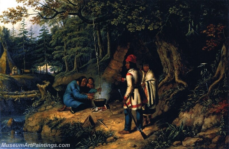 A Caughnawage Indian Encampment Painting