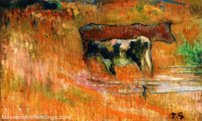 A Cow and Her Calf Painting