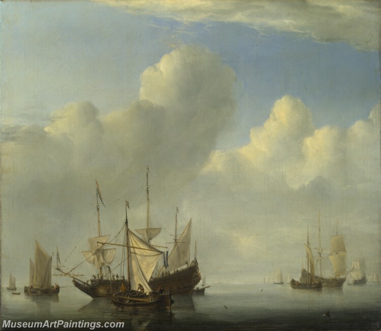 A Dutch Ship coming to Anchor Painting