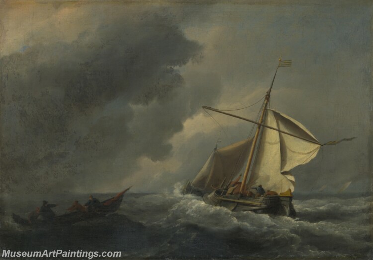 A Dutch Vessel in a Strong Breeze Painting