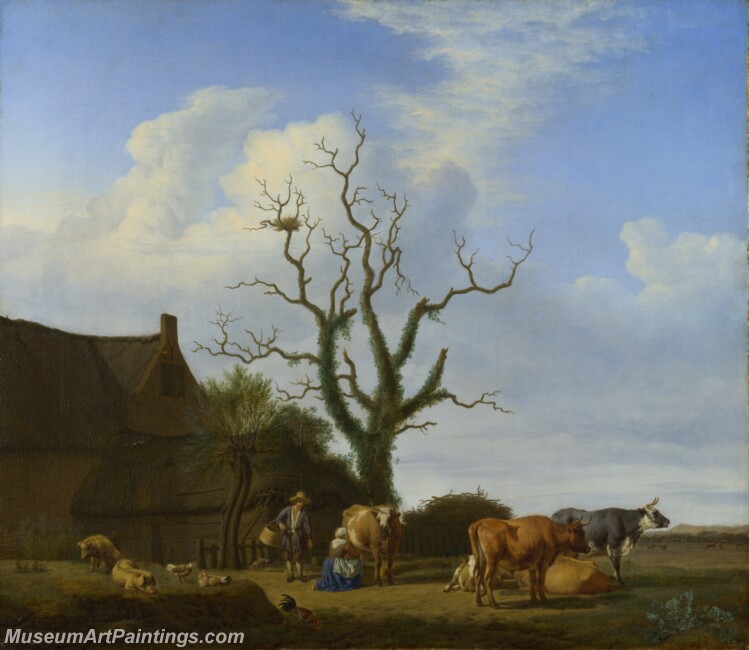 A Farm with a Dead Tree Painting