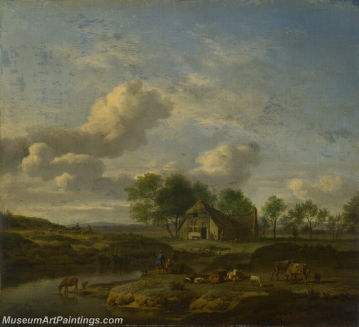 A Landscape with a Farm by a Stream Painting