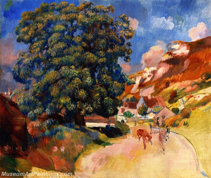 A Large Tree by the Road Painting