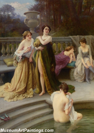 A Midday Bath Painting by Jules Scalbert