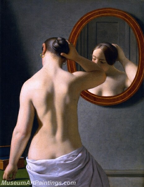 A Nude Woman doing her Hair before a Mirror Painting