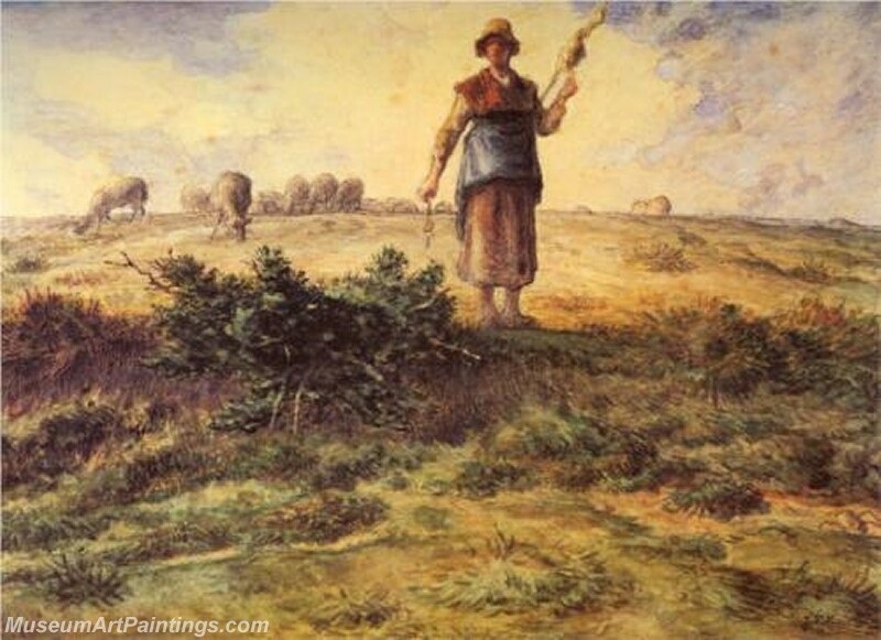 A Shepherdess And Her Flock Painting