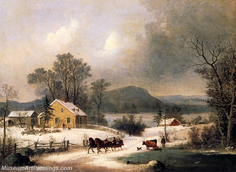 A Sleigh Ride in the Snow Painting