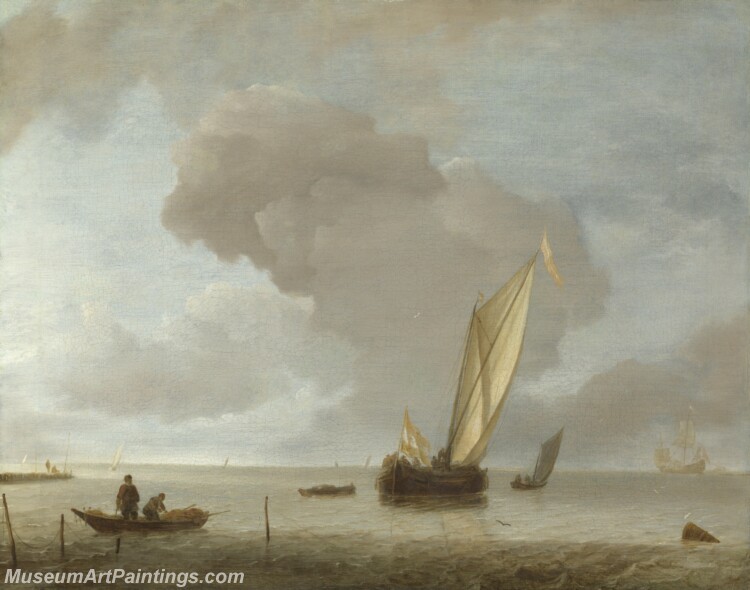 A Small Dutch Vessel before a Light Breeze Painting