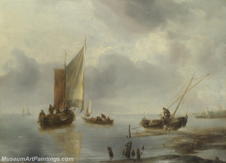 A Small Vessel in Light Airs and Another Ashore Painting