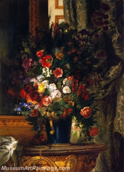 A Vase of Flowers on a Console Painting