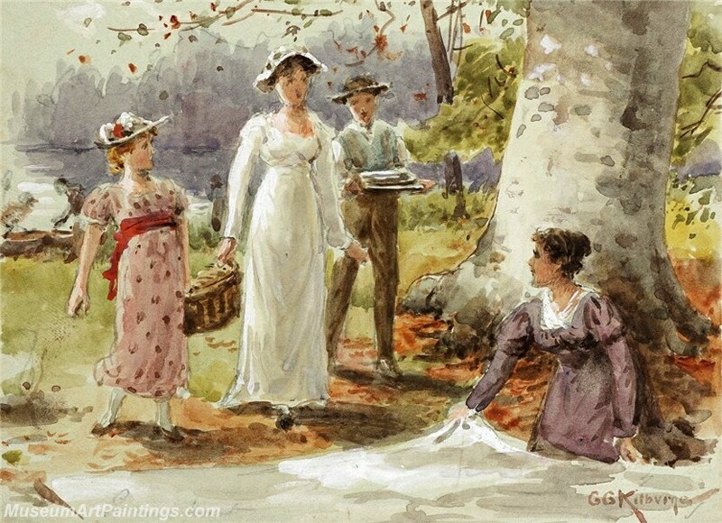 A Woodland Picnic Painting