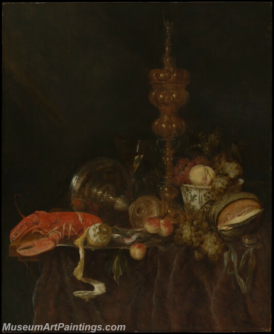 Abraham van Beyeren Still Life with Lobster and Fruit Painting