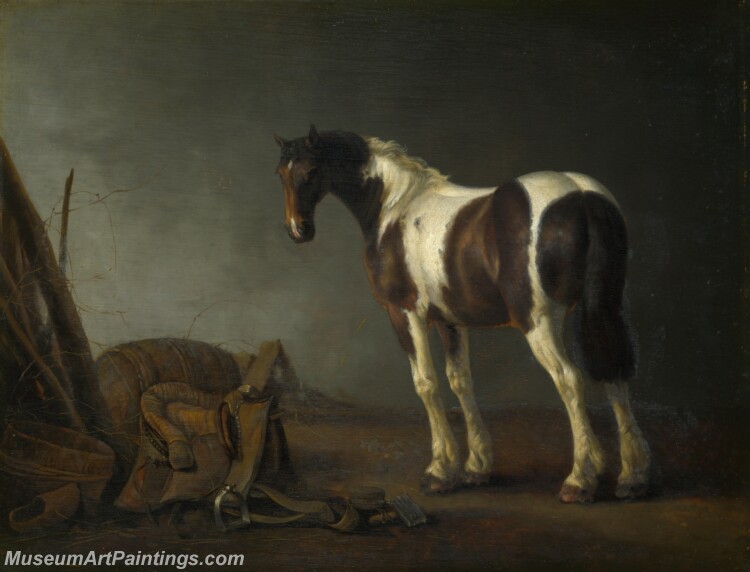 Abraham van Calraet A Horse with a Saddle Beside it Painting