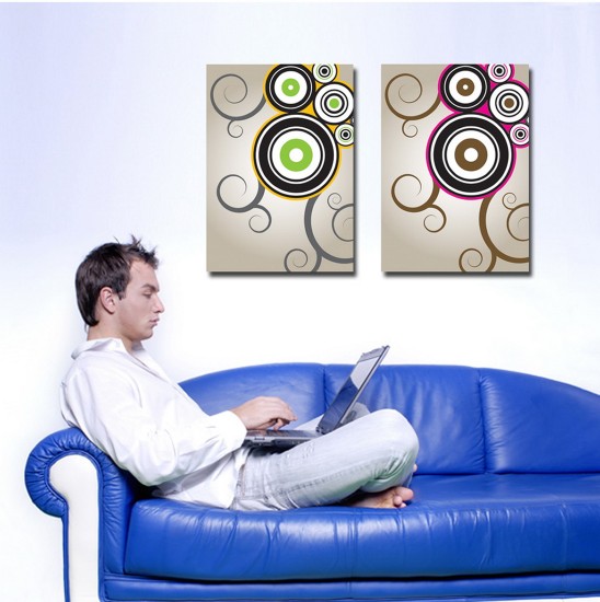 Abstract Canvas Prints Set of 2 Modern Wall Art Paintings APE020