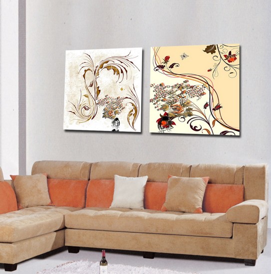 Abstract Canvas Prints Set of 2 Modern Wall Art Paintings APE029