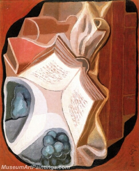 Abstract Painting Book and Bowl of Fruit