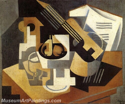 Abstract Painting Guitar and Fruit Dish