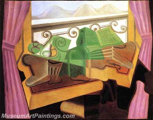 Abstract Painting Open Window with Hills