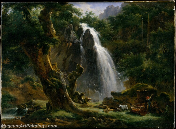 Achille Etna Michallon Waterfall at Mont Dore Painting