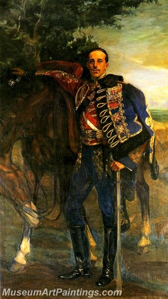 Alfonso XIII con uniforme de husar de Pavia Painting