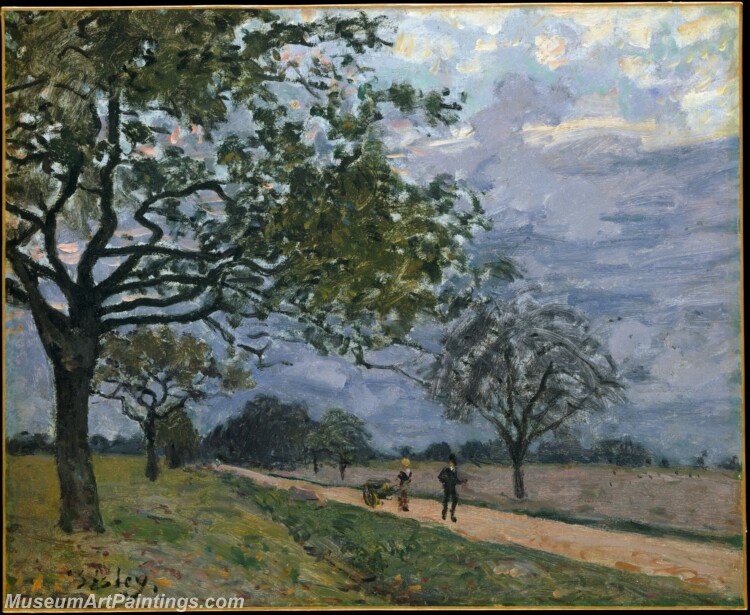 Alfred Sisley The Road from Versailles to Louvecie Annes Painting