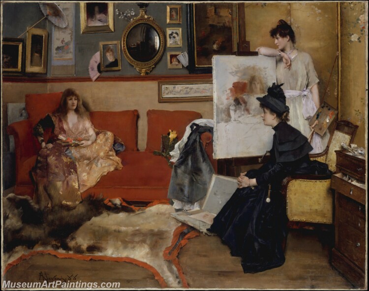 Alfred Stevens In the Studio Painting