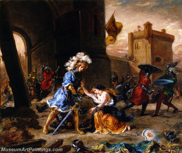 Amadis de Gaule Delivers a Damsel from Galpans Castle Painting