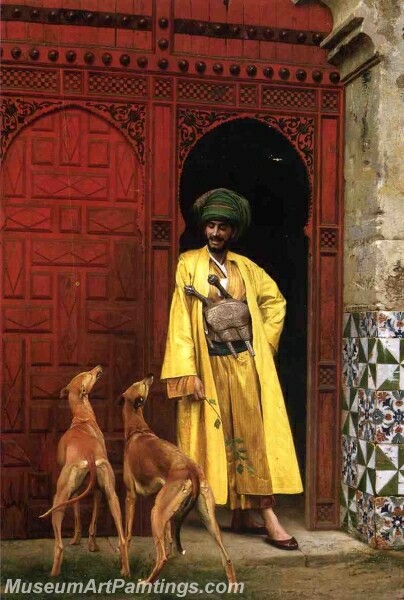 An Arab and His Dogs Painting