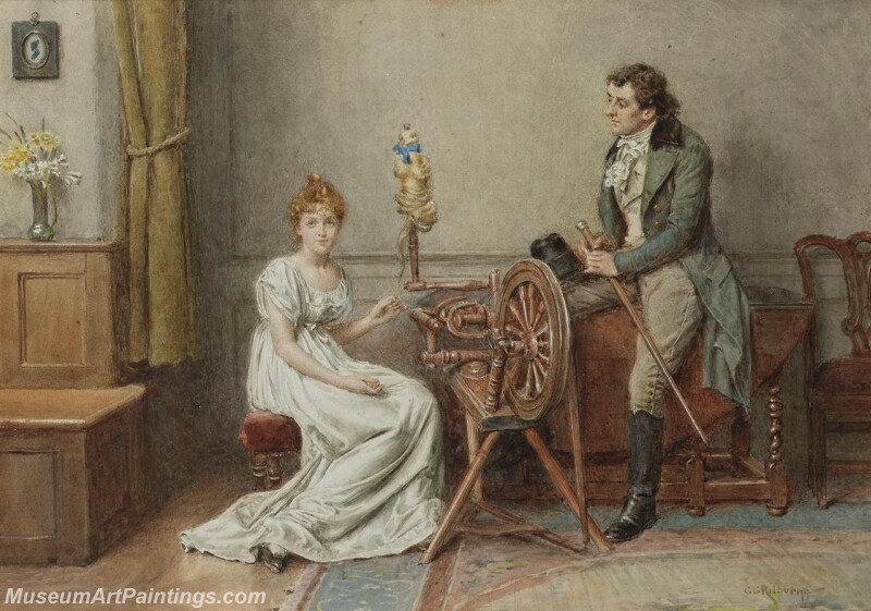 An Encounter at the Spinning Wheel Painting