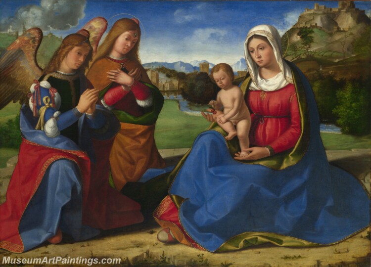 Andrea Previtali The Virgin and Child adored by Two Angels Painting