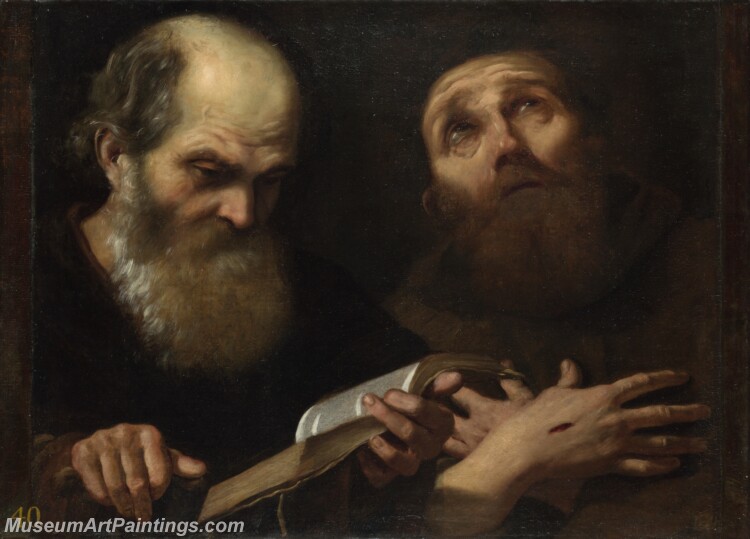 Andrea Sacchi Saints Anthony Abbot and Francis of Assisi Painting