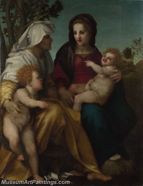 Andrea del Sarto The Madonna and Child Saint Elizabeth and the Baptist Painting