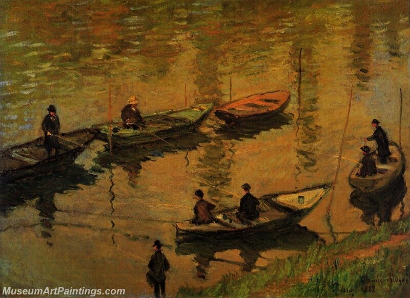 Anglers on the Seine at Poissy Painting