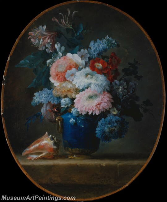 Anne Vallayer Coster Vase of Flowers and Conch Shell Painting