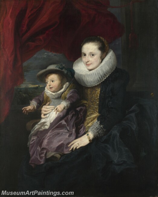 Anthony van Dyck Portrait of a Woman and Child Painting