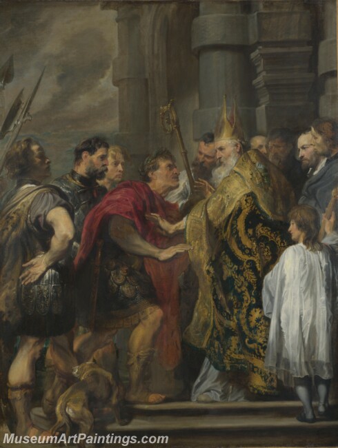 Anthony van Dyck St Ambrose barring Theodosius from Milan Cathedral Painting