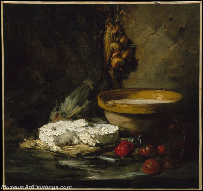 Antoine Vollon Still Life with Cheese Painting