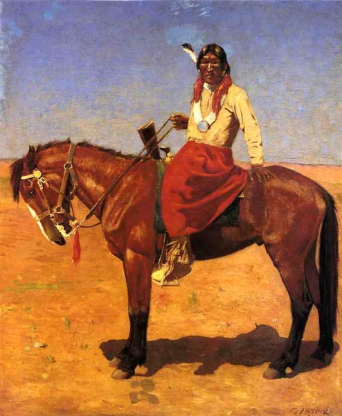 Apache Indian on Horseback by Gaspard Latoix