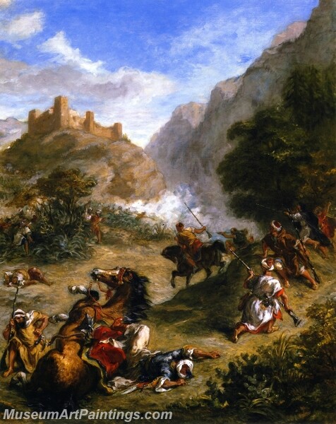 Arabs Skirmishing in the Mountains Painting