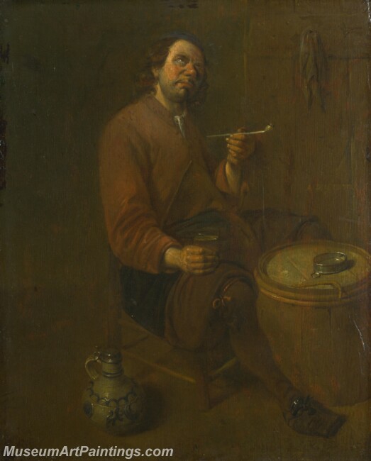 Arent Diepraem A Peasant seated smoking Painting