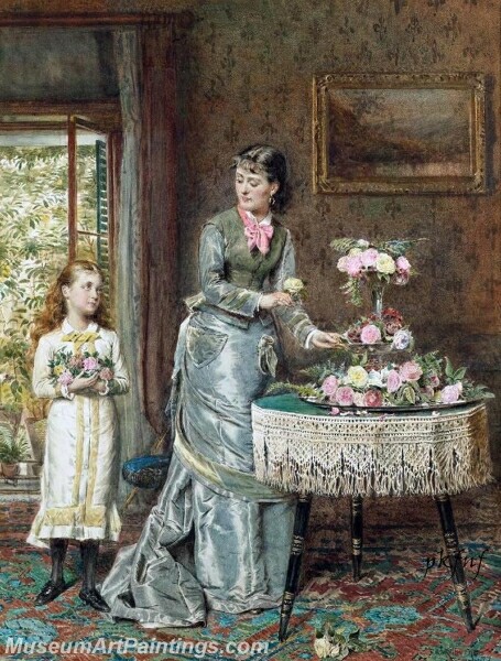 Arranging the Flowers Painting