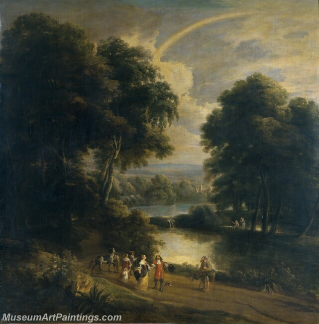 Arthois Jacques d Paseo a la orilla de un rio Painting