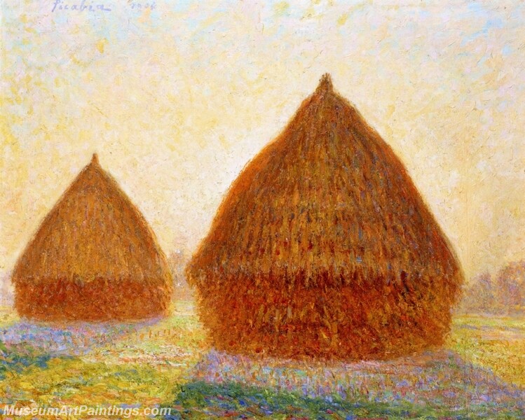 Backlit Haystacks Moret Evening Painting