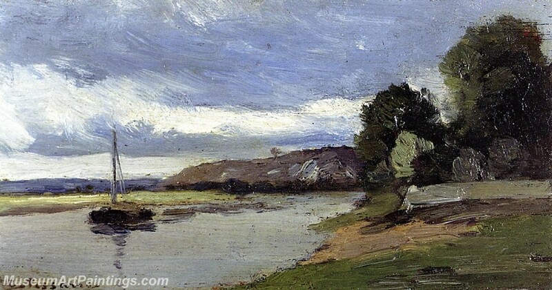 Banks of a River with Barge Painting