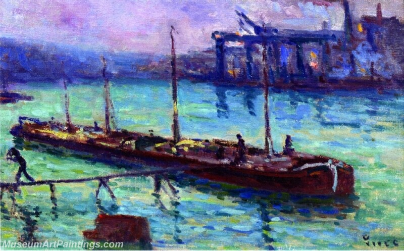 Barge on the Seine Painting