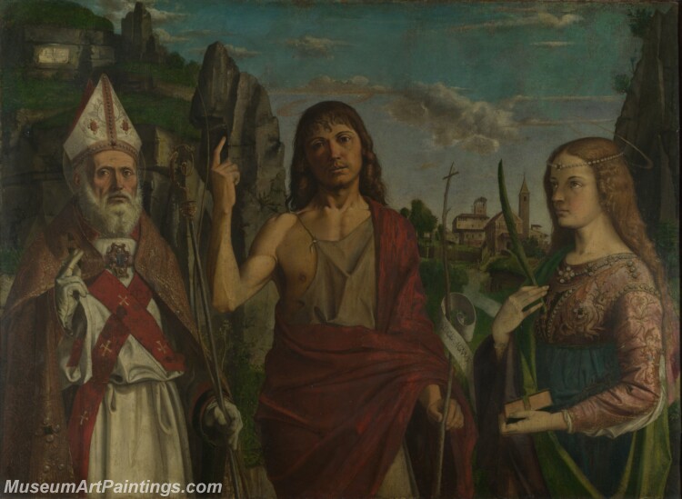 Bartolomeo Montagna Saint Zeno Saint John the Baptist and a Female Martyr Painting