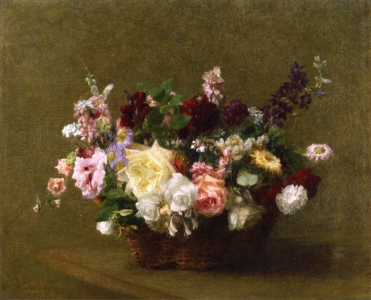 Basket of Mixed Flowers by Victoria Fantin Latour