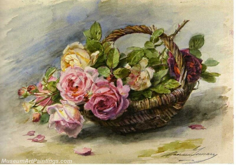 Basket with Roses Painting