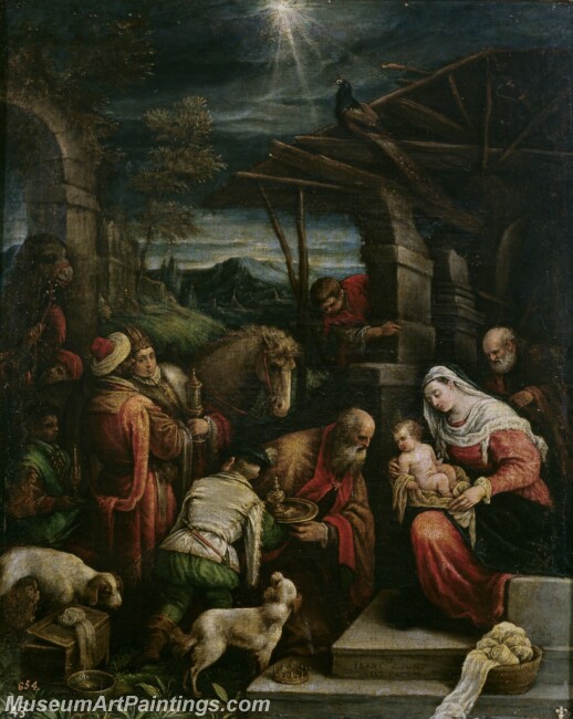 Bassano Francesco Adoracion de los Reyes Magos Painting